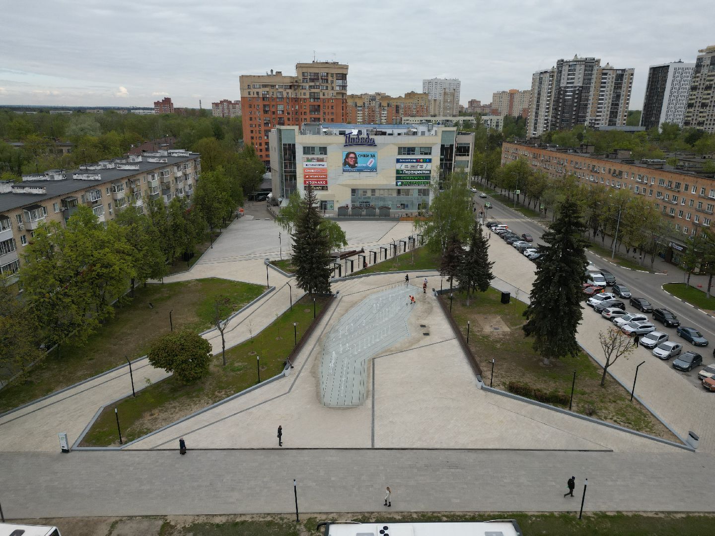 видео с коптера, пушкино, фонтан, благоустройство,