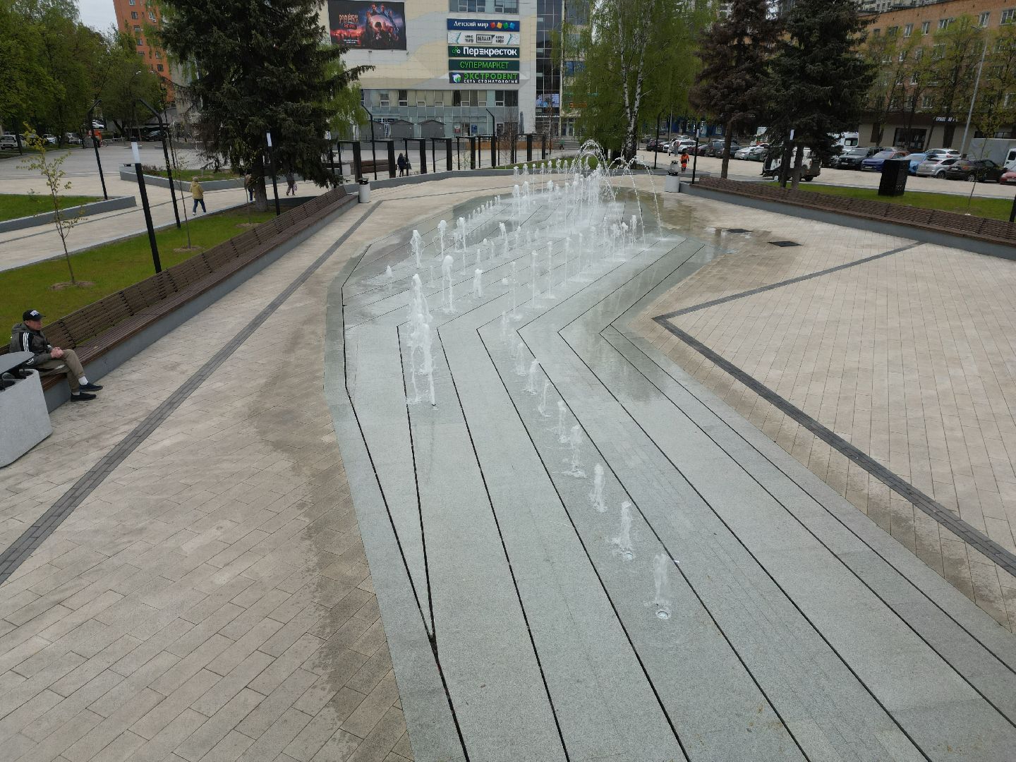 видео с коптера, пушкино, фонтан, благоустройство,