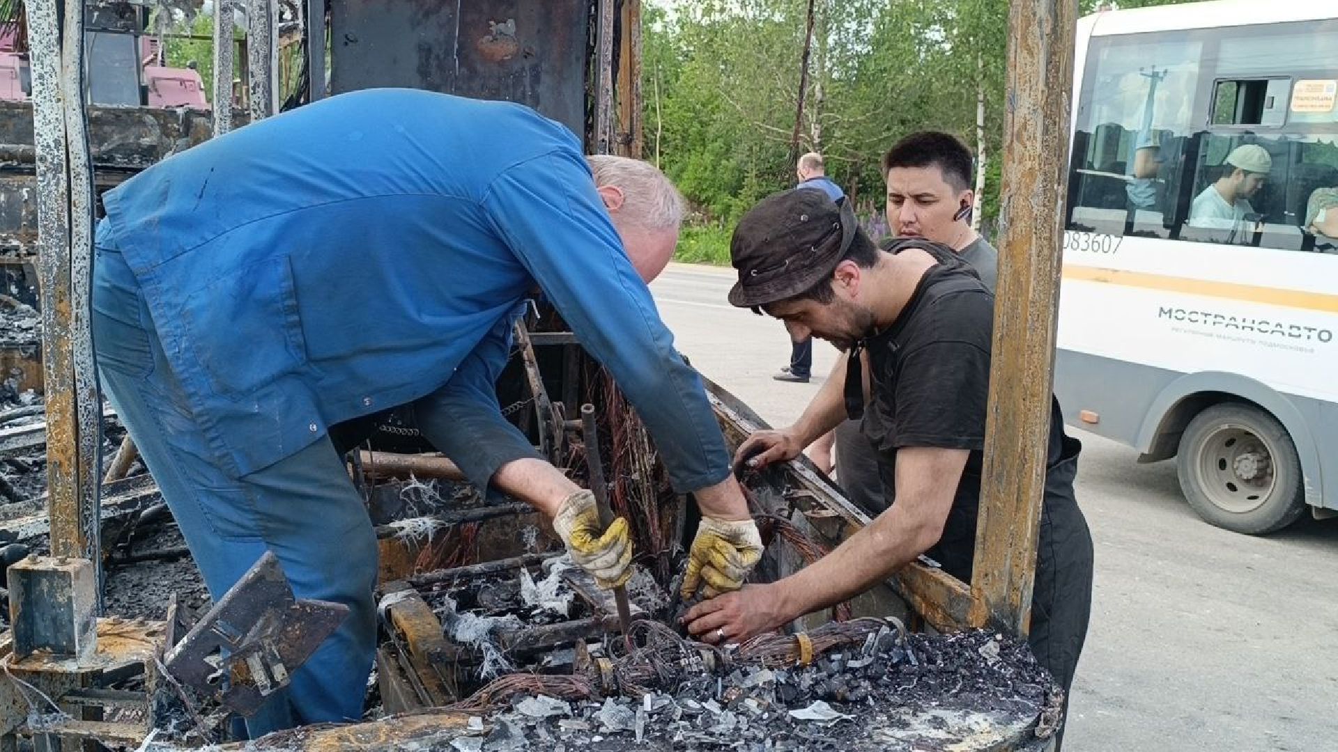 пожар, автобус,