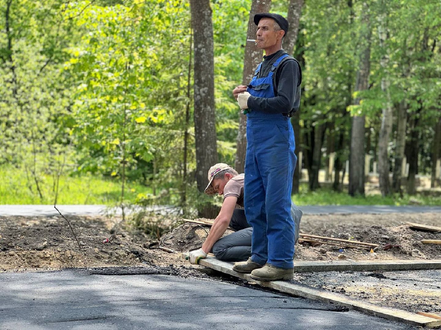 дорога, рабочие, восход,