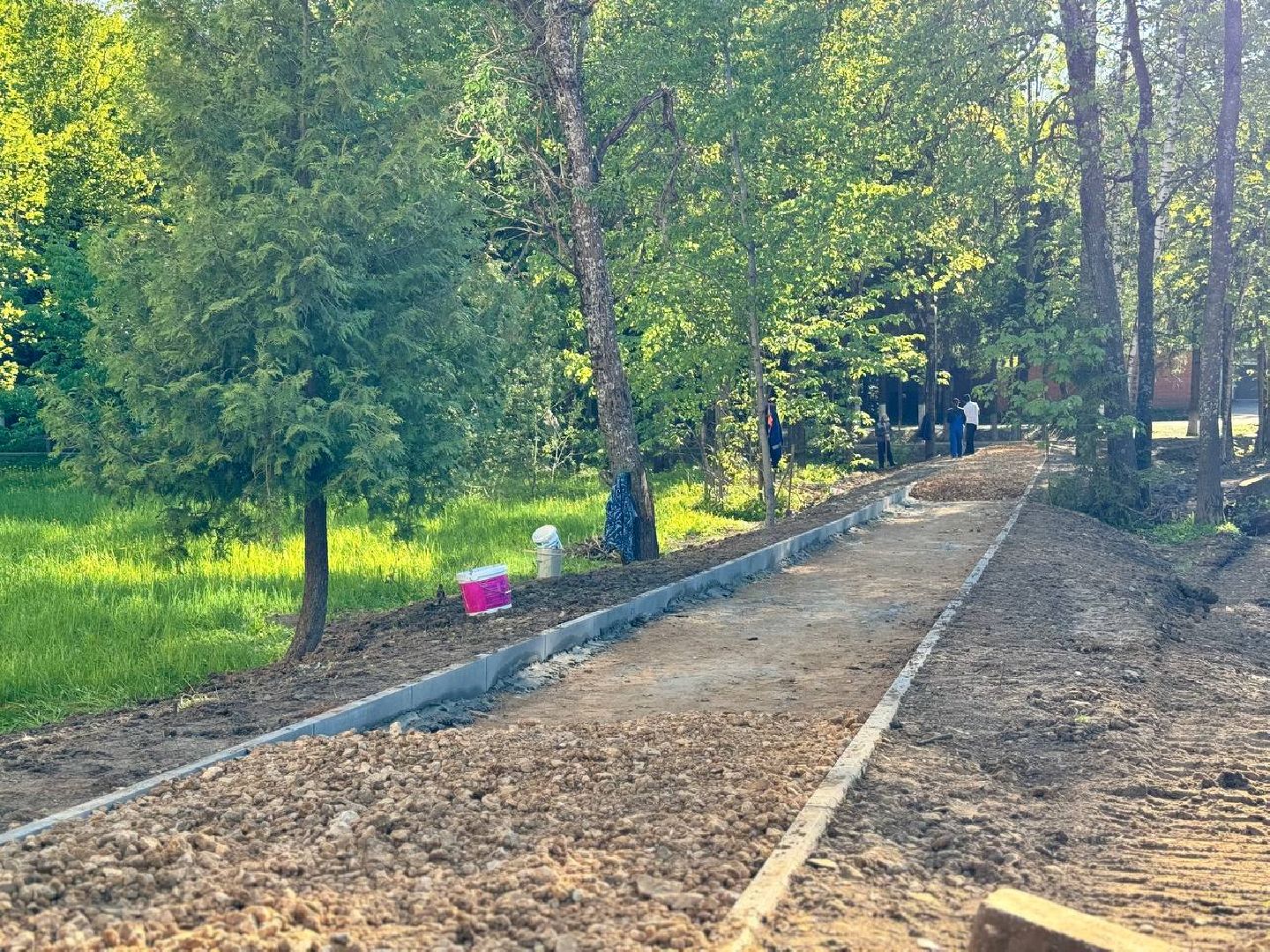 дорога, рабочие, восход,