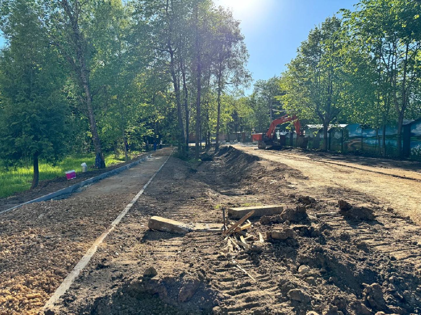 дорога, рабочие, восход,