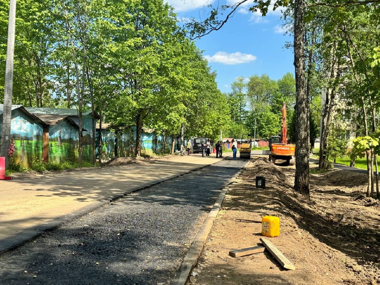 дорога, рабочие, восход,