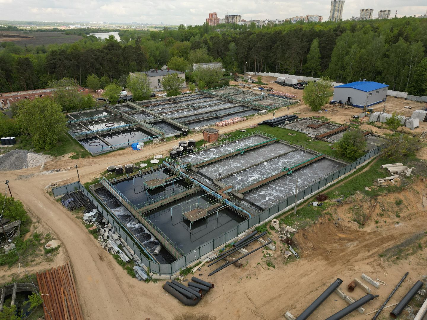 видео с коптера, очистные, лыткарино,