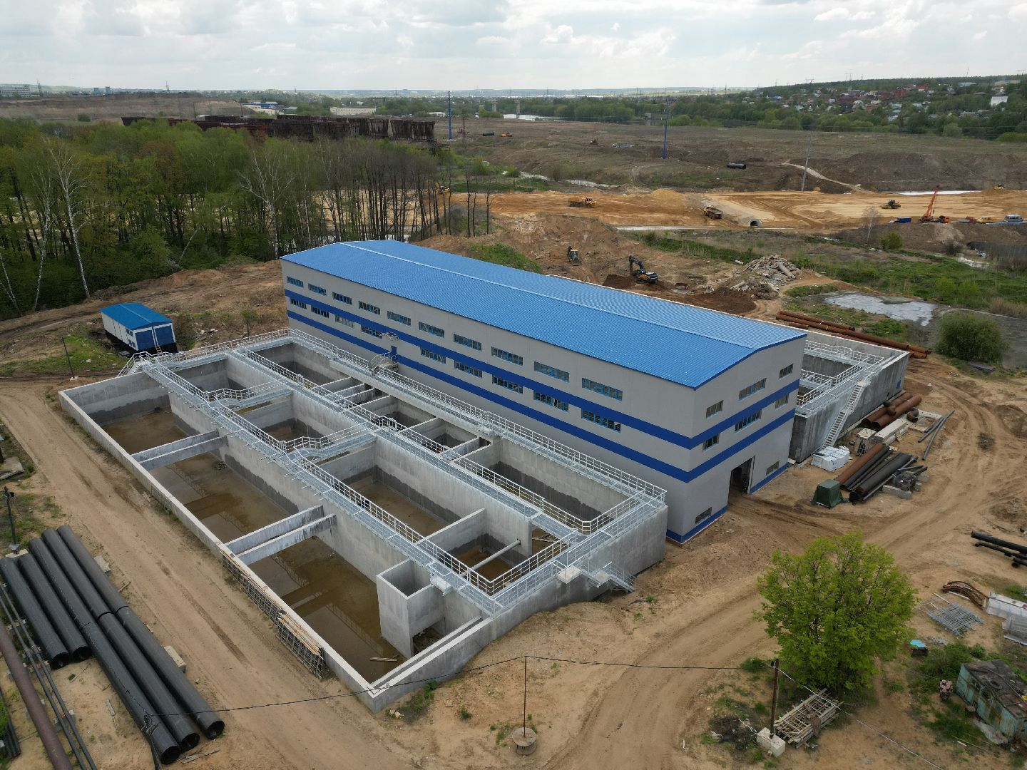 видео с коптера, очистные, лыткарино,