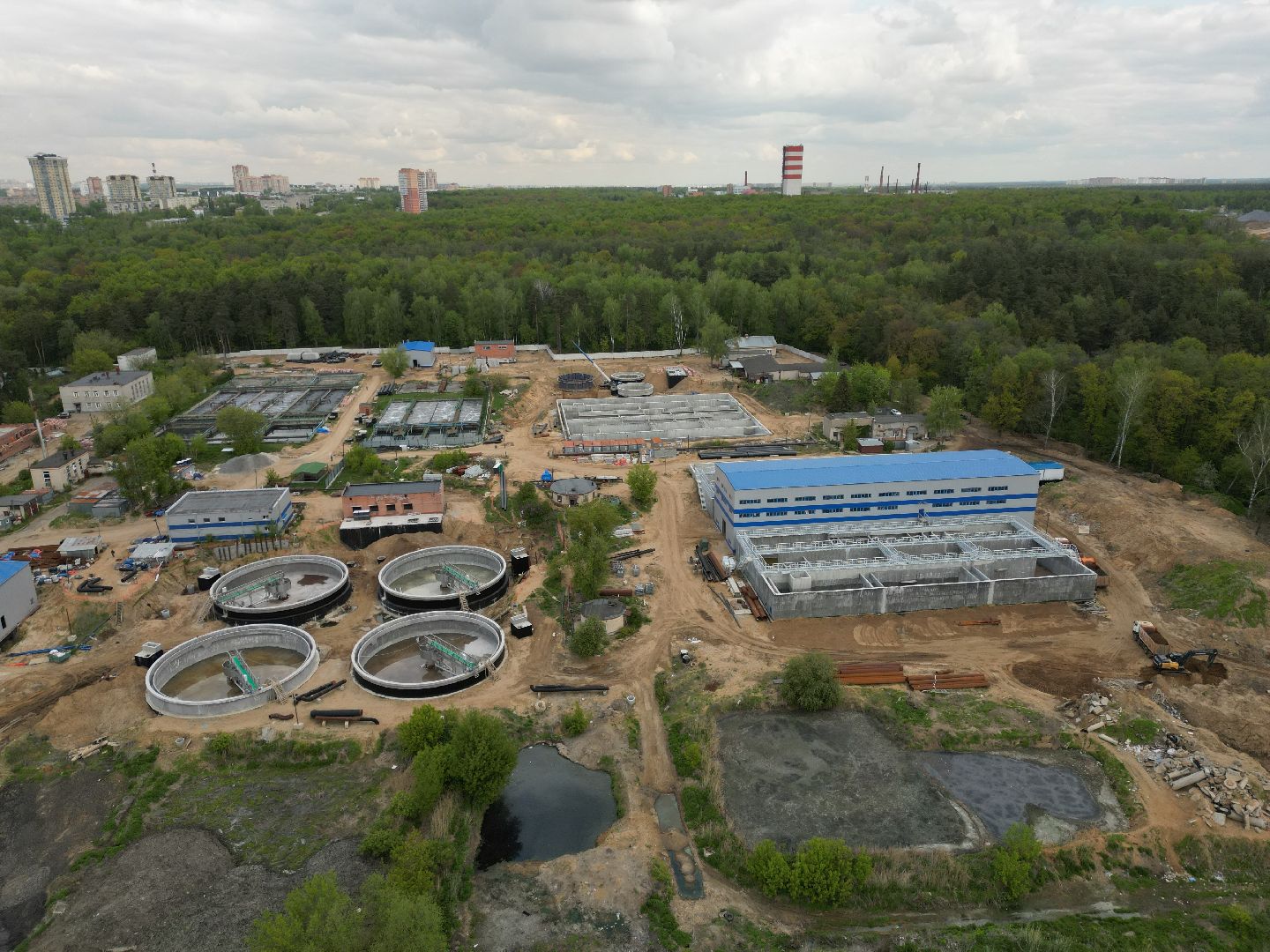 видео с коптера, очистные, лыткарино,