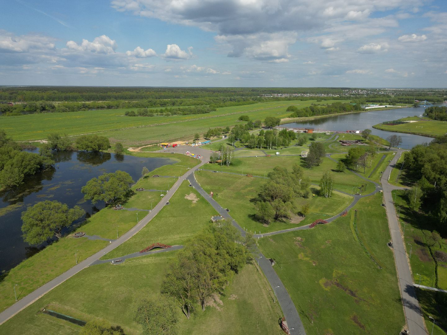 видео с коптера, парк, бронницы,