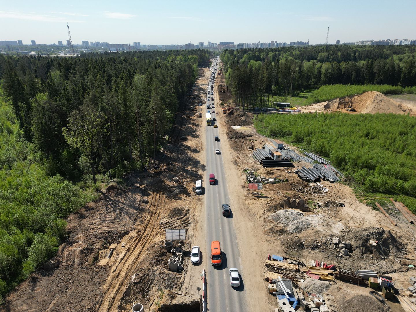 видео с коптера, дорога, шоссе, мытищи,