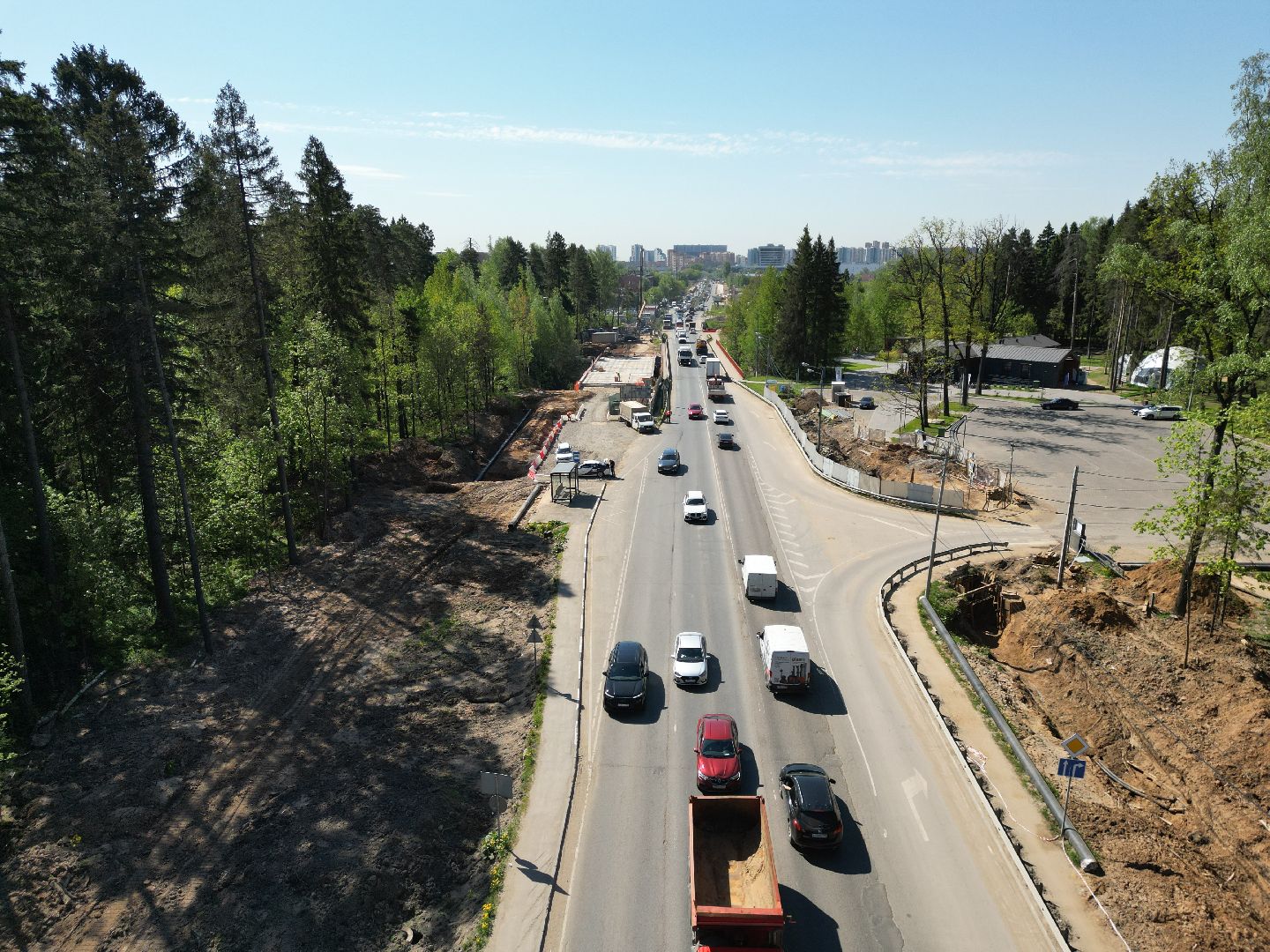 видео с коптера, дорога, шоссе, мытищи,