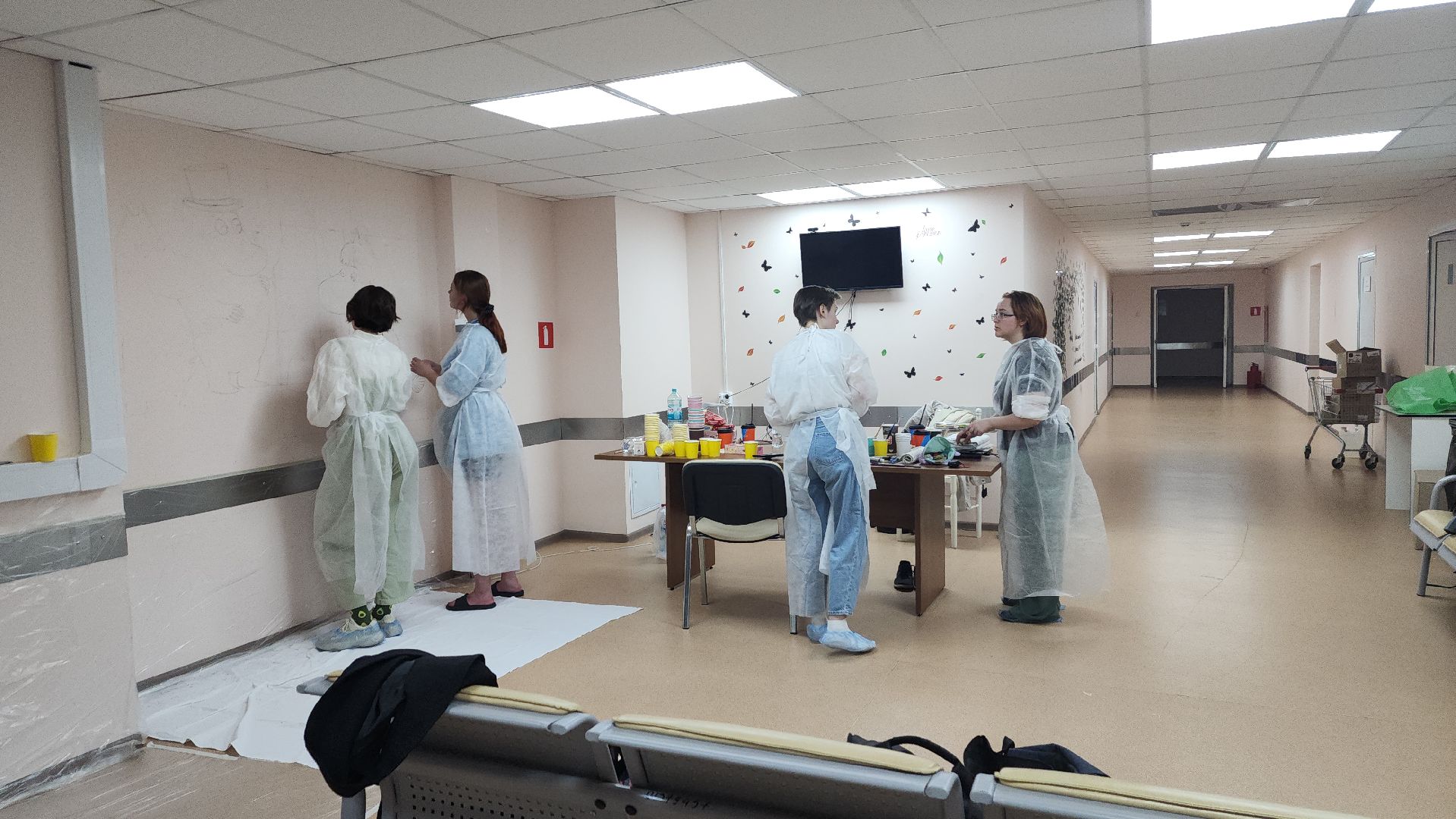 пушкино, больница, роспись, студенты, дети и родители, перинатальный центр, мультфильмы,