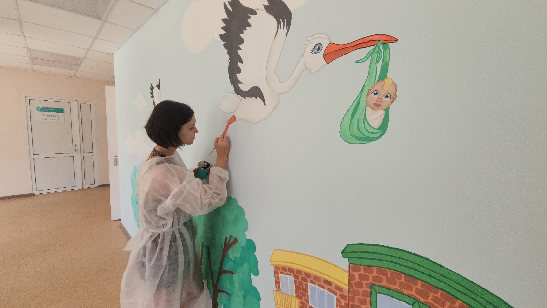 пушкино, больница, роспись, студенты, дети и родители, перинатальный центр, мультфильмы,