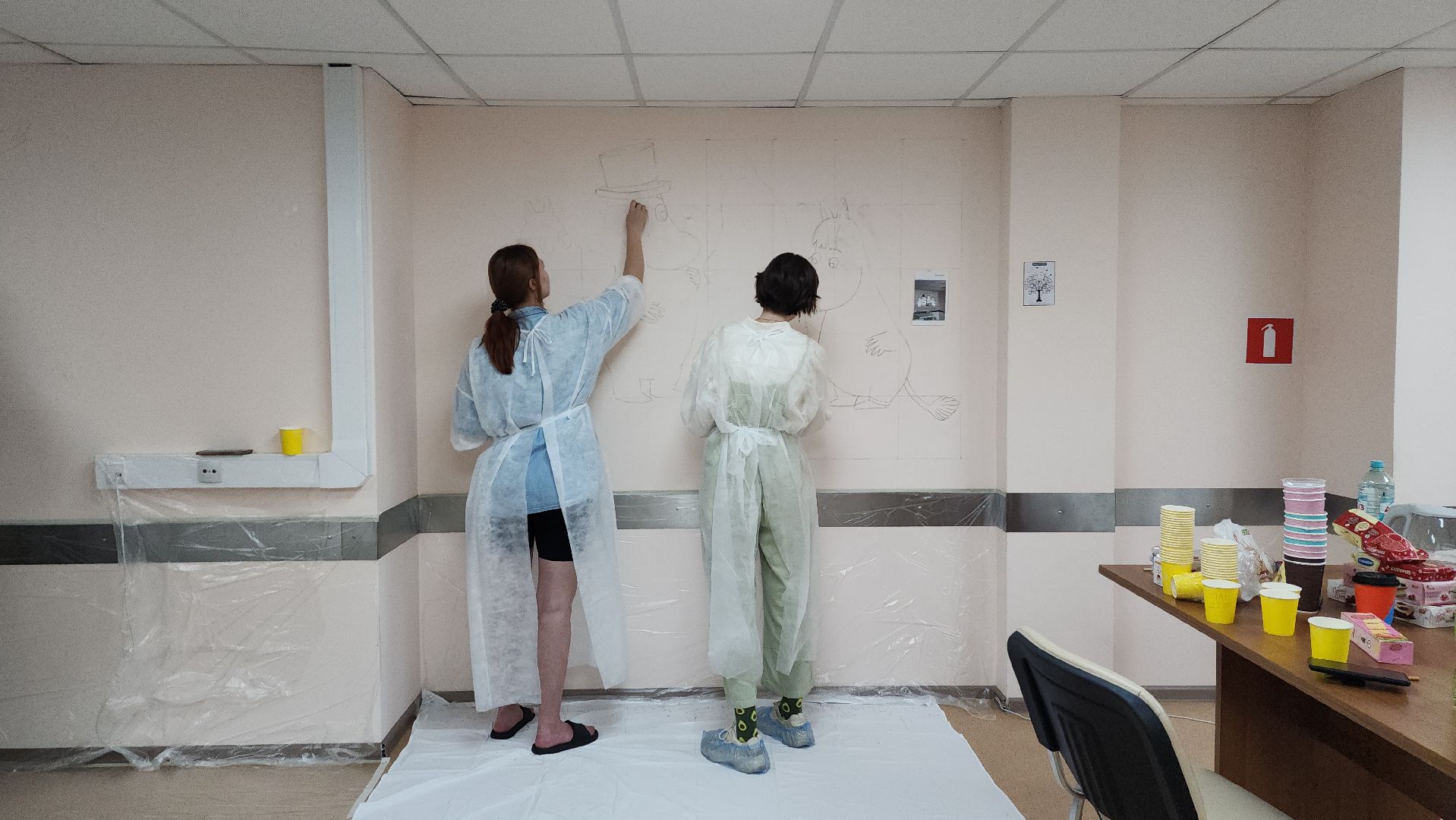 пушкино, больница, роспись, студенты, дети и родители, перинатальный центр, мультфильмы,