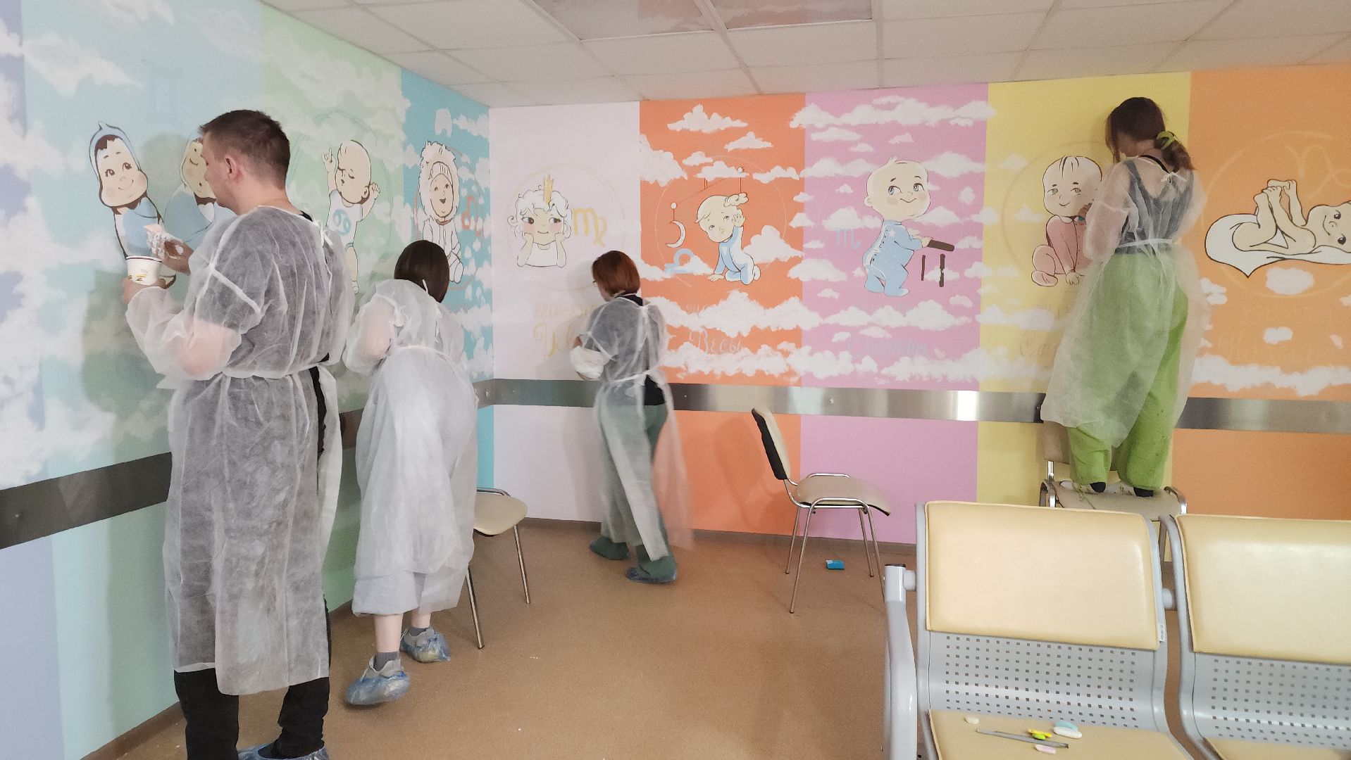 пушкино, больница, роспись, студенты, дети и родители, перинатальный центр, мультфильмы,