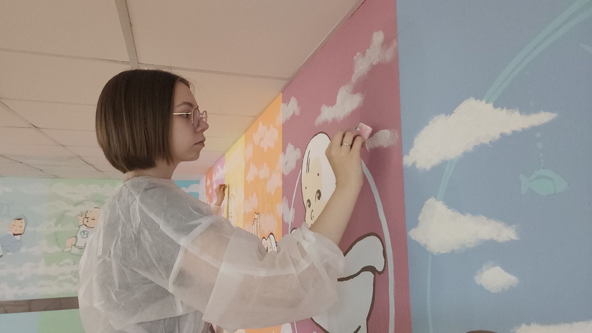 пушкино, больница, роспись, студенты, дети и родители, перинатальный центр, мультфильмы,