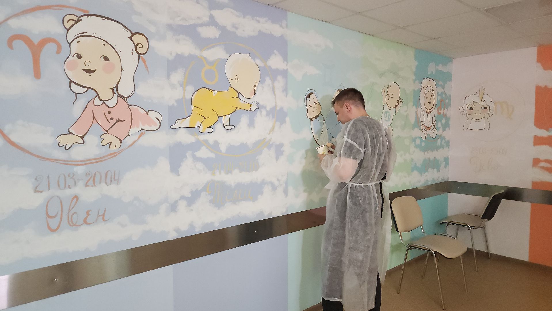 пушкино, больница, роспись, студенты, дети и родители, перинатальный центр, мультфильмы,