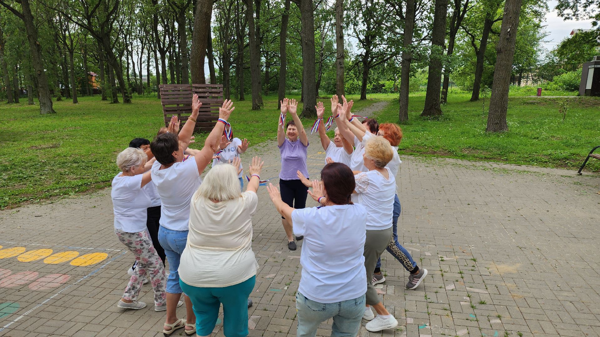 кашира, ожерелье, активное долголетие, флешмоб, танец, день россии, флаг россии,