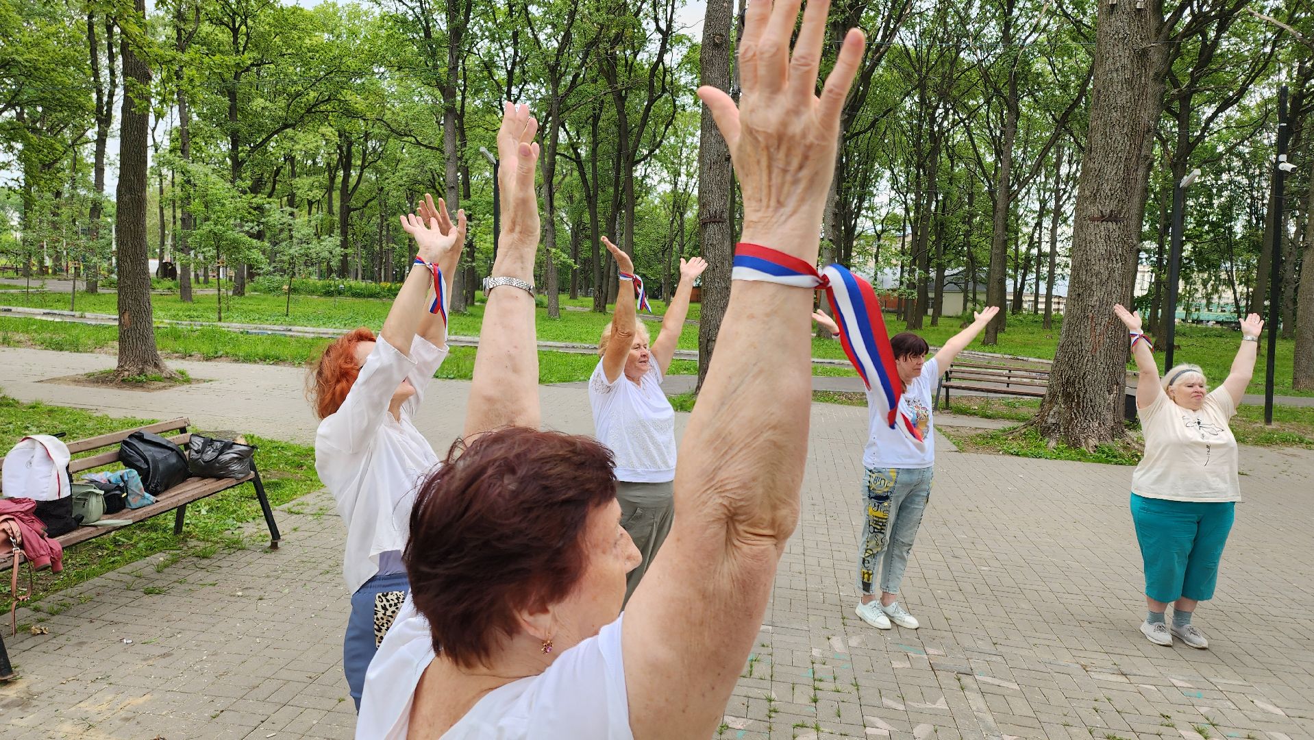 кашира, ожерелье, активное долголетие, флешмоб, танец, день россии, флаг россии,