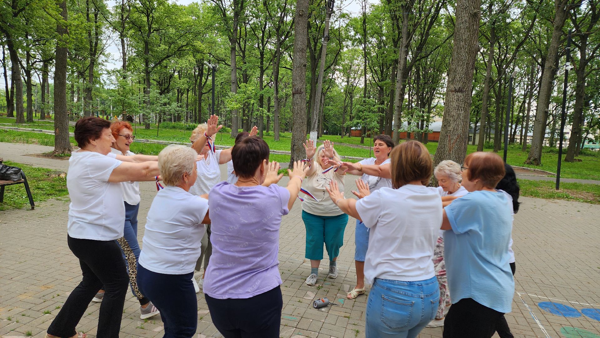 кашира, ожерелье, активное долголетие, флешмоб, танец, день россии, флаг россии,