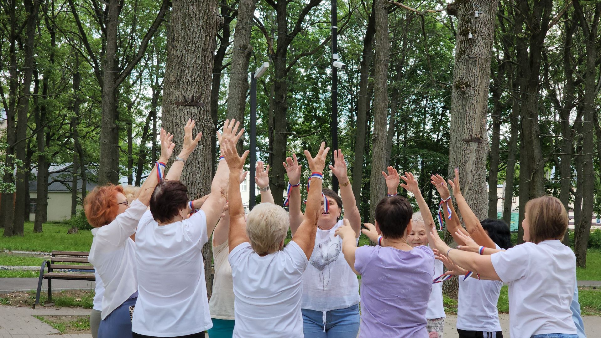 кашира, ожерелье, активное долголетие, флешмоб, танец, день россии, флаг россии,