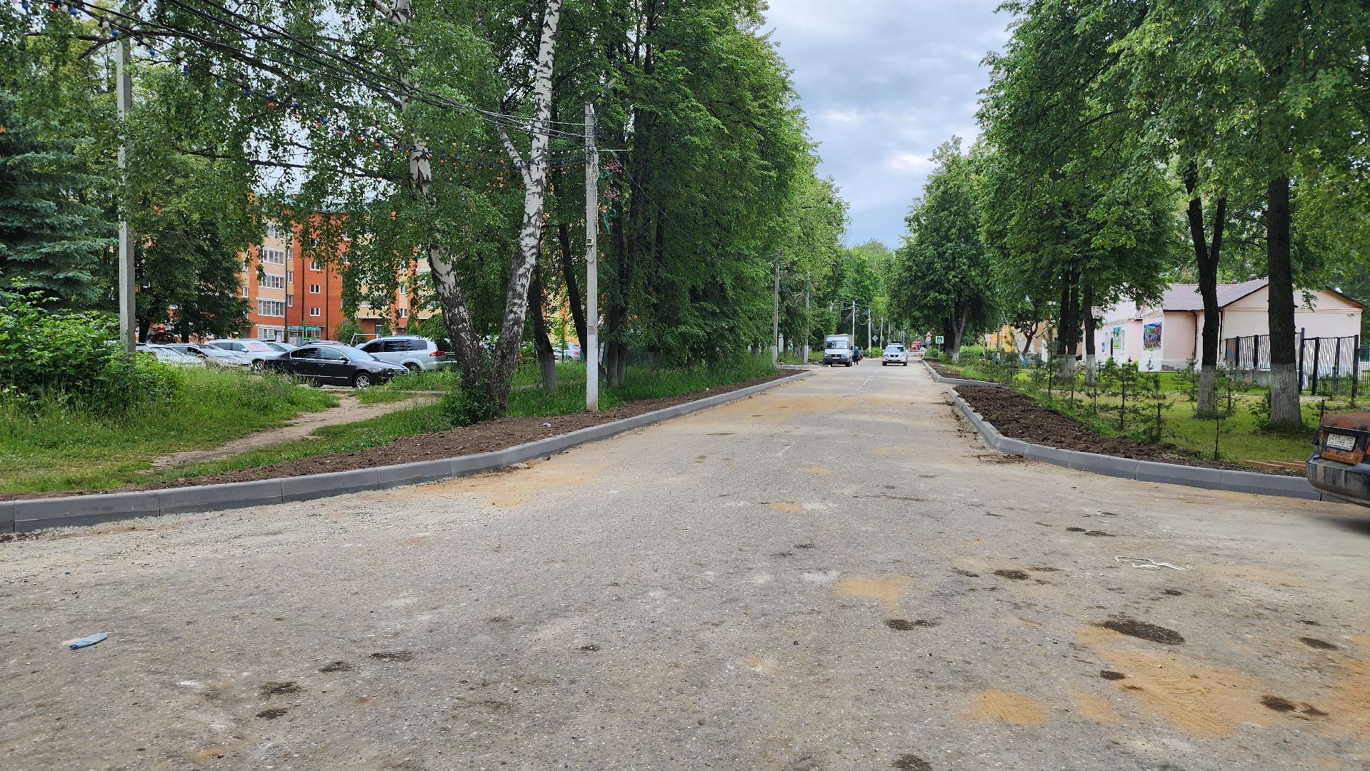 кашира, ожерелье, улица советская, ремонт дороги, бортовой камень, бордюры, парк дубовая роща,