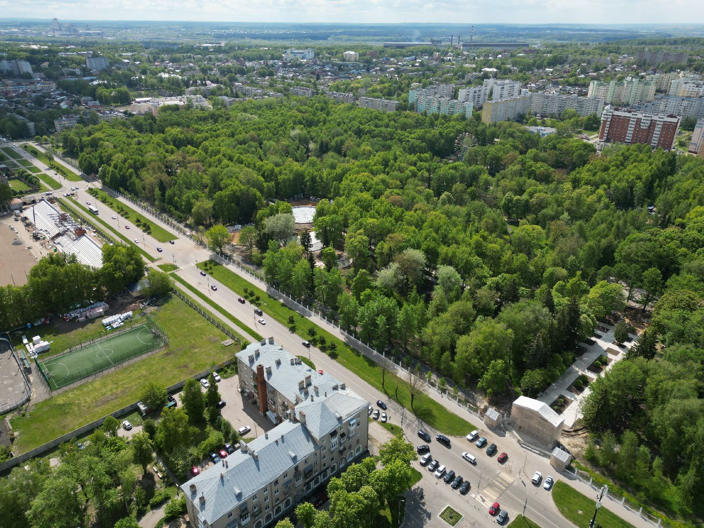 видео с коптера, коломна, парк,