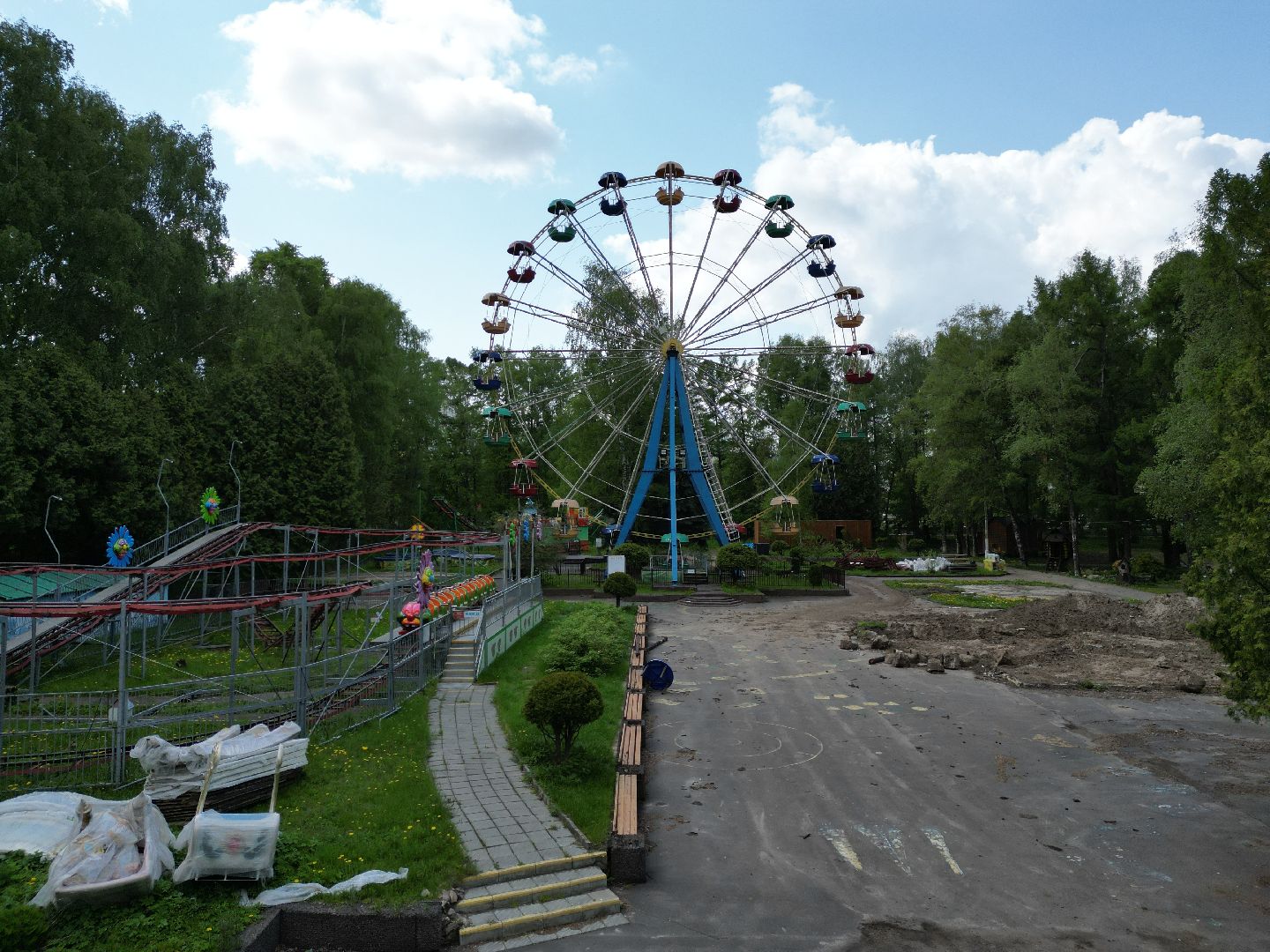 видео с коптера, коломна, парк,