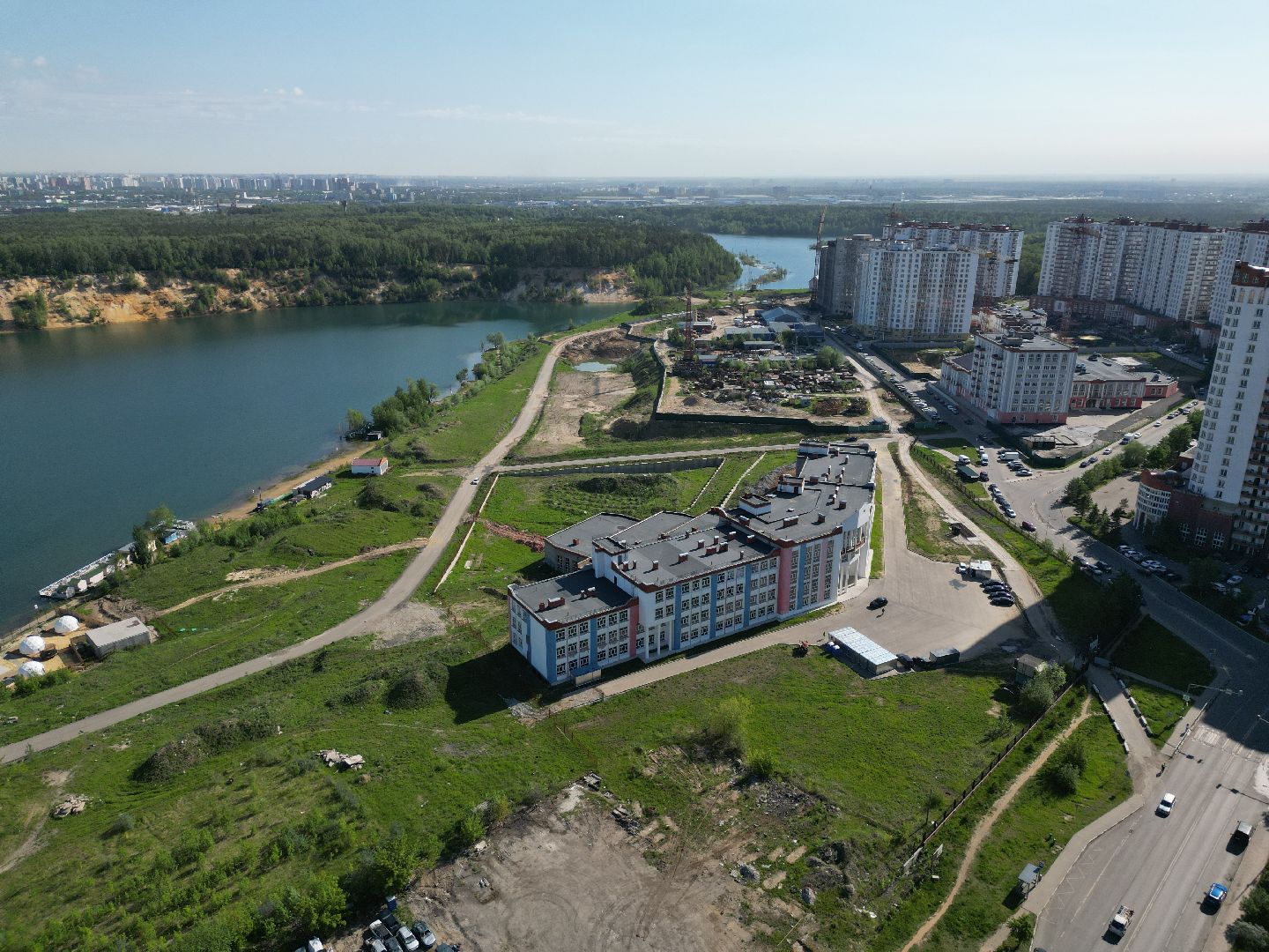 видео с коптера, школа, дзержинский,