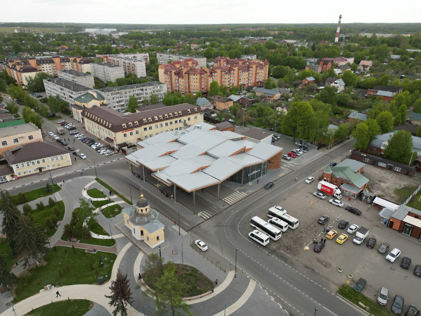 видео с коптера, бронницы, автовокзал,