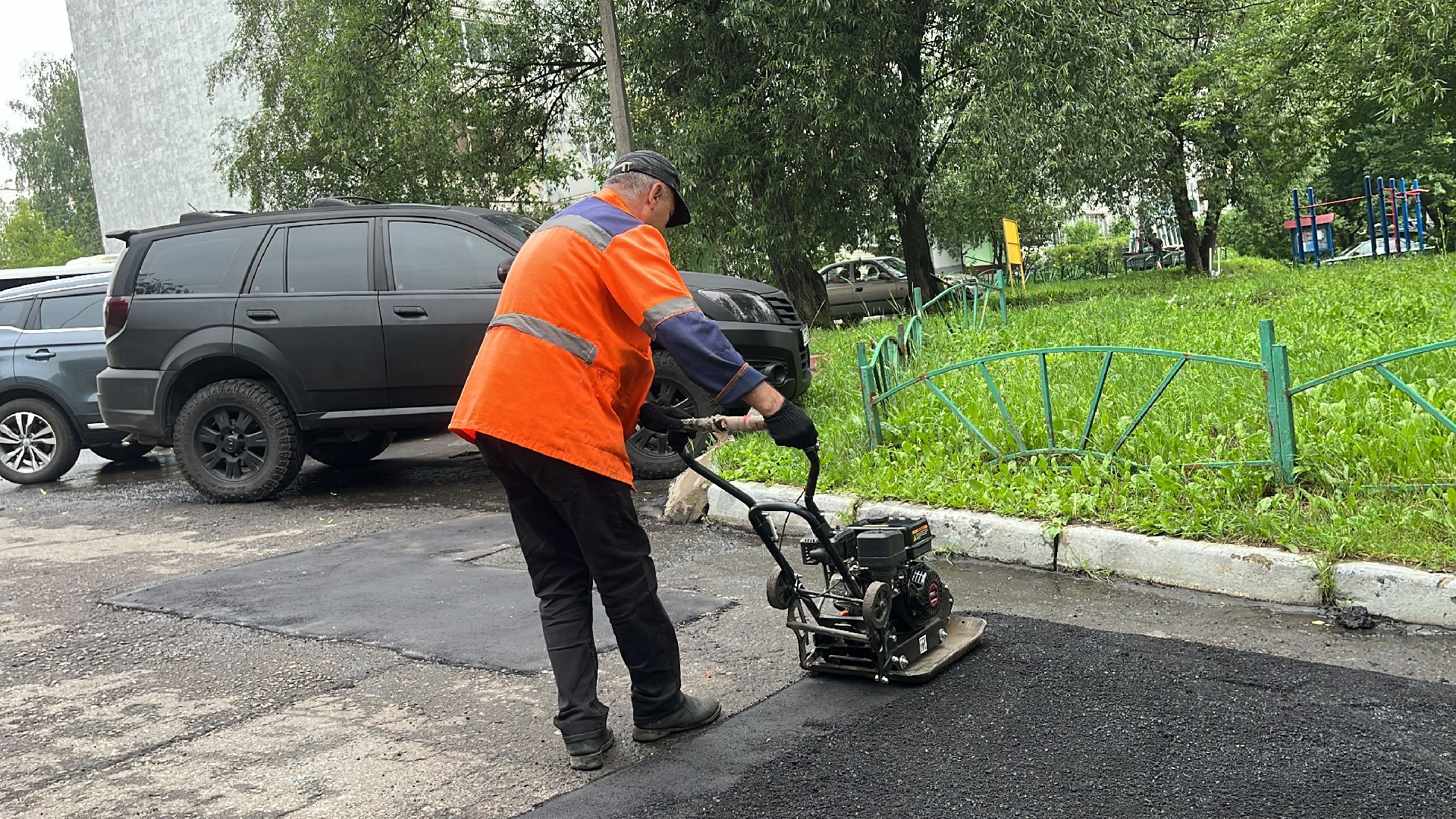 ямочный ремонт, дорога, ремонт дорог, балашиха, микрорайон новый свет,