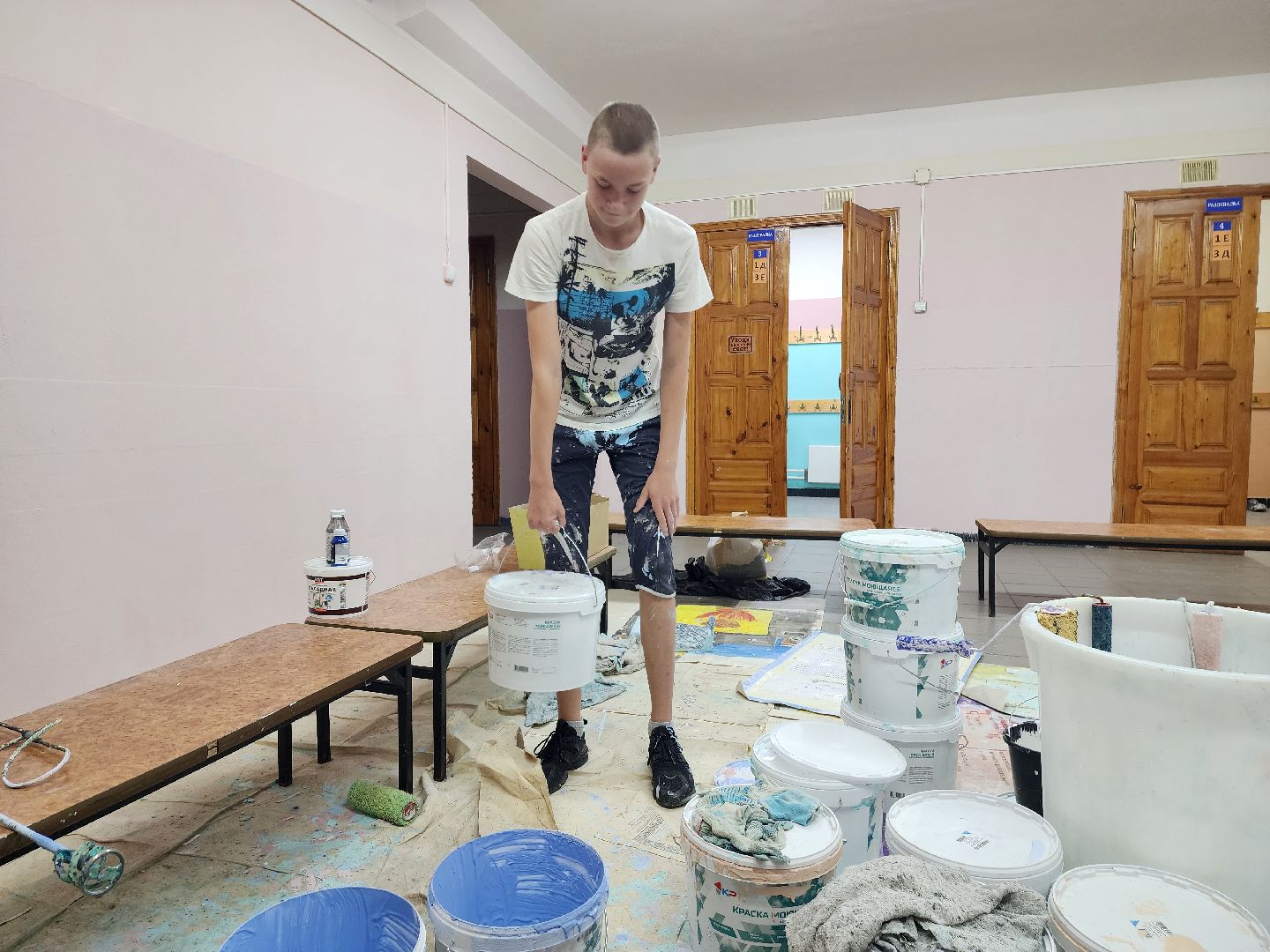 красноармейск, г.о. пушкинский, трудовые бригады, ремонт в школе,