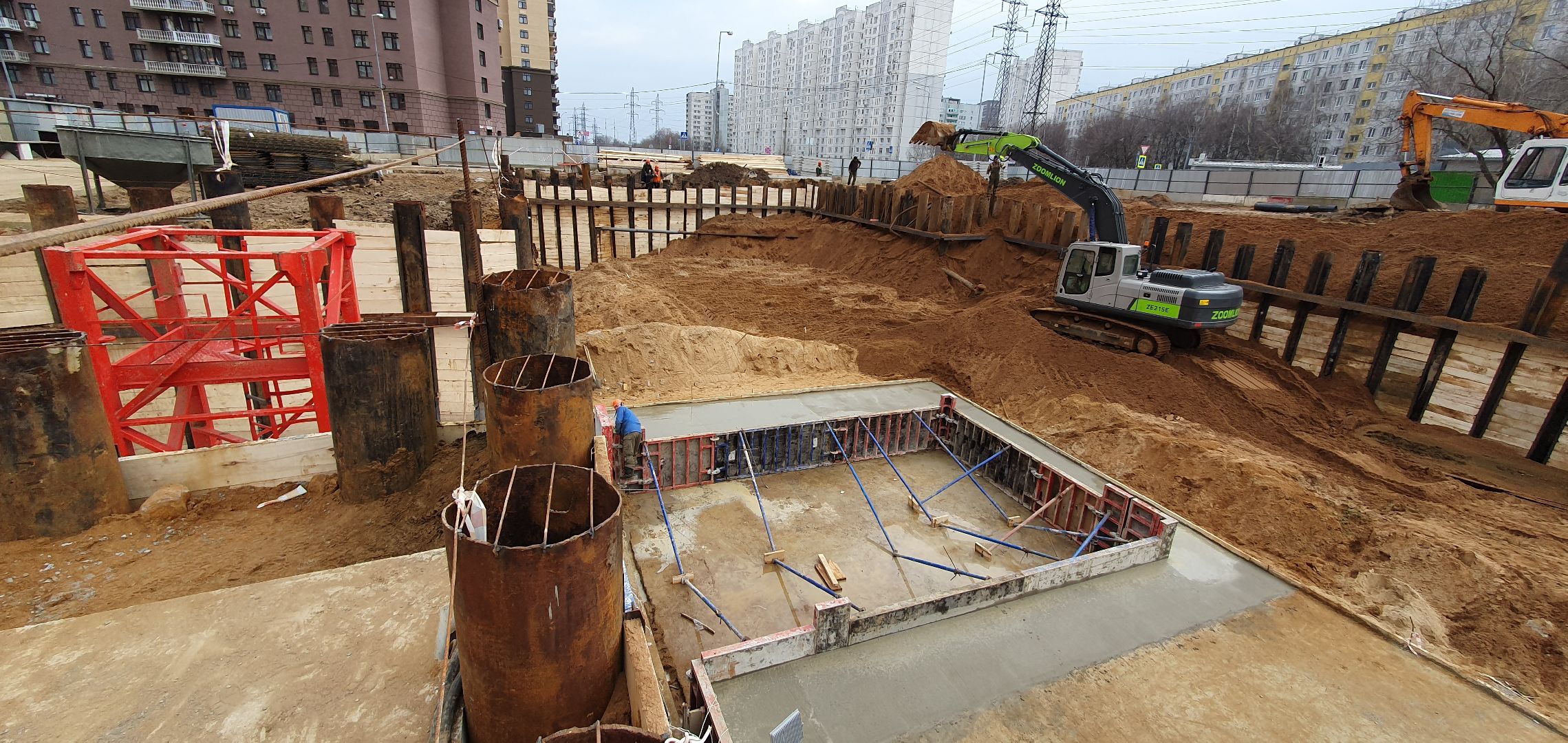 Строительство, поликлиника, Котельники, Подмосковье, нулевой цикл