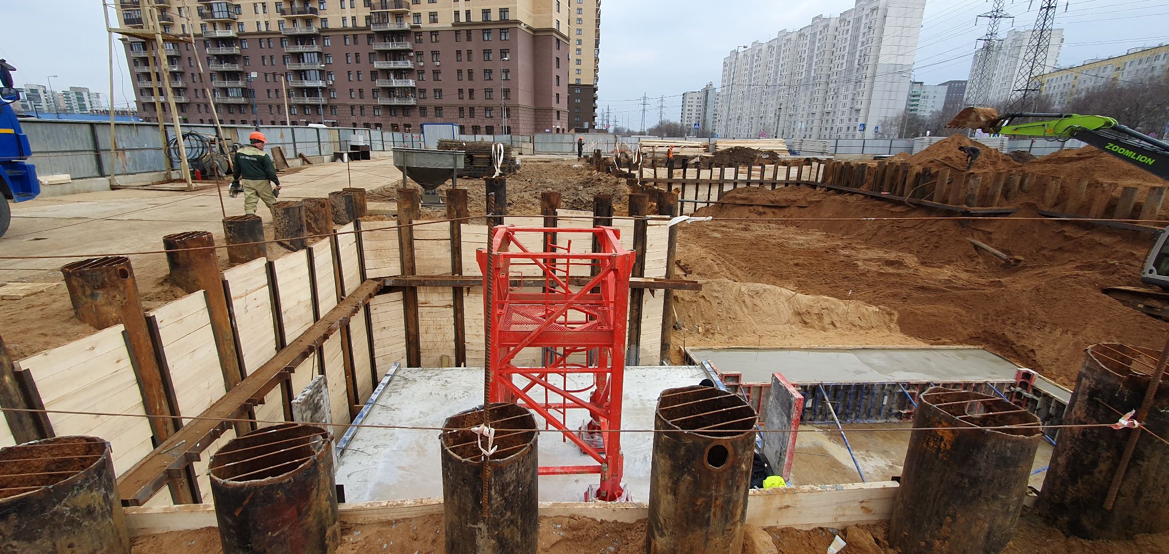 Строительство, поликлиника, Котельники, Подмосковье, нулевой цикл