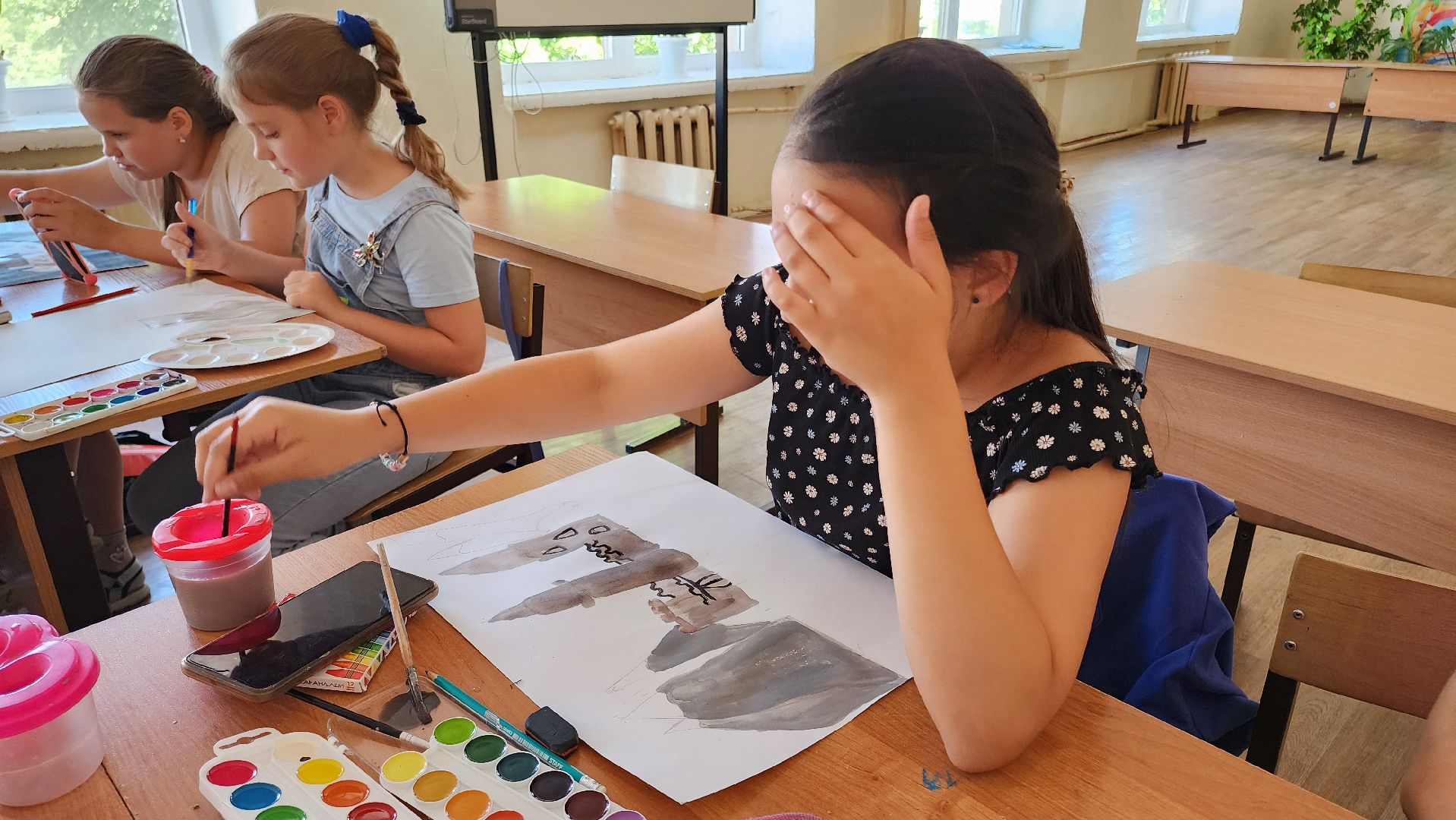 кашира, школа 1, детский лагерь, школьный лагерь, акварельки, рисование, изобразительное искусство, история искусства,