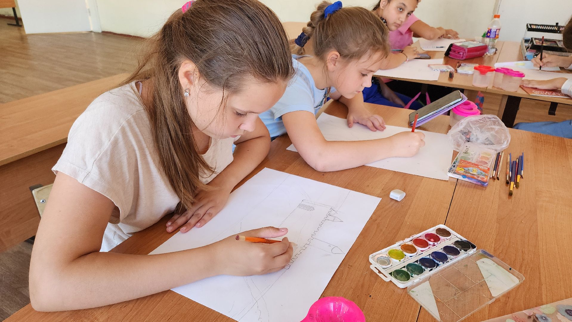 кашира, школа 1, детский лагерь, школьный лагерь, акварельки, рисование, изобразительное искусство, история искусства,