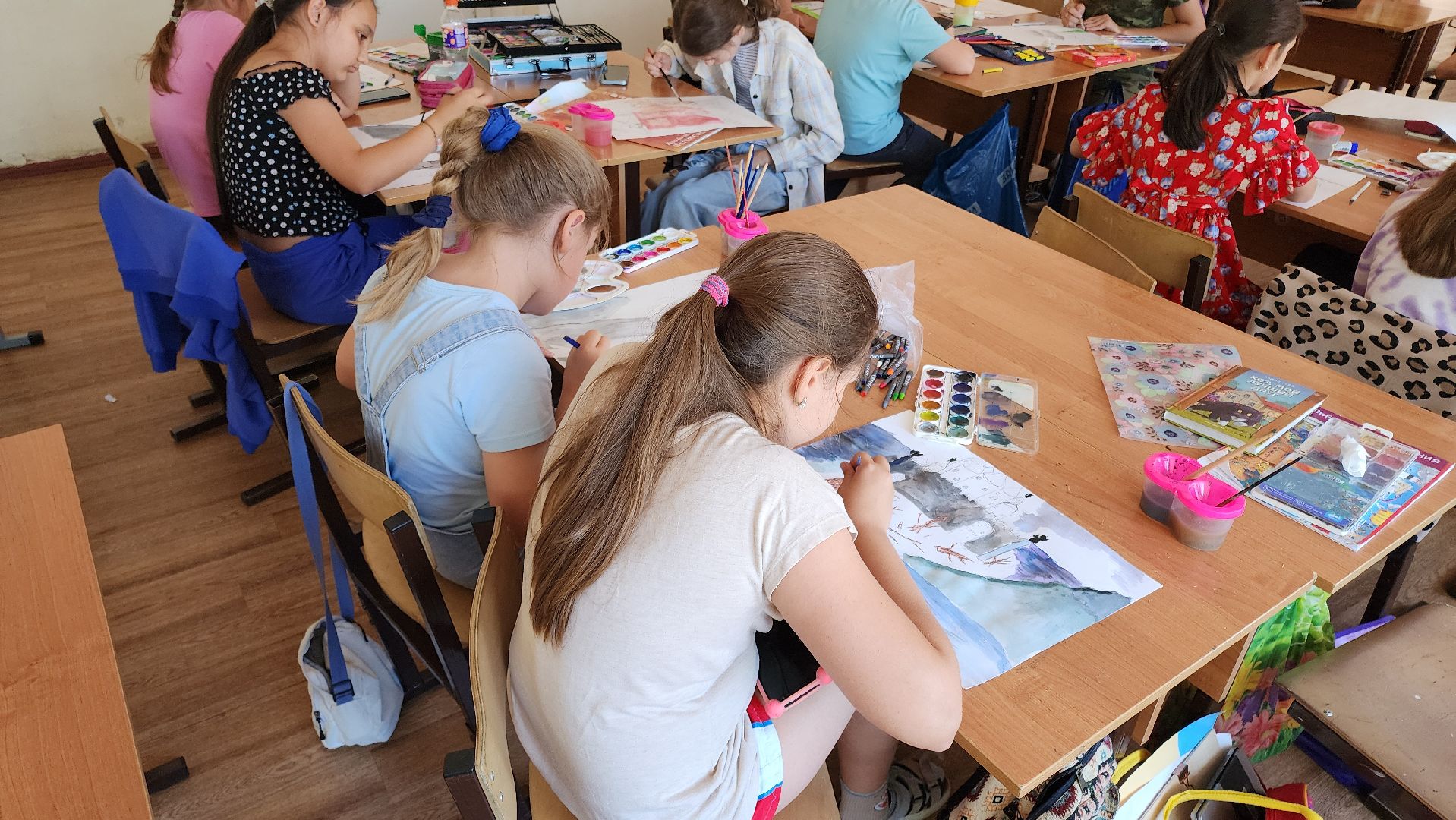 кашира, школа 1, детский лагерь, школьный лагерь, акварельки, рисование, изобразительное искусство, история искусства,