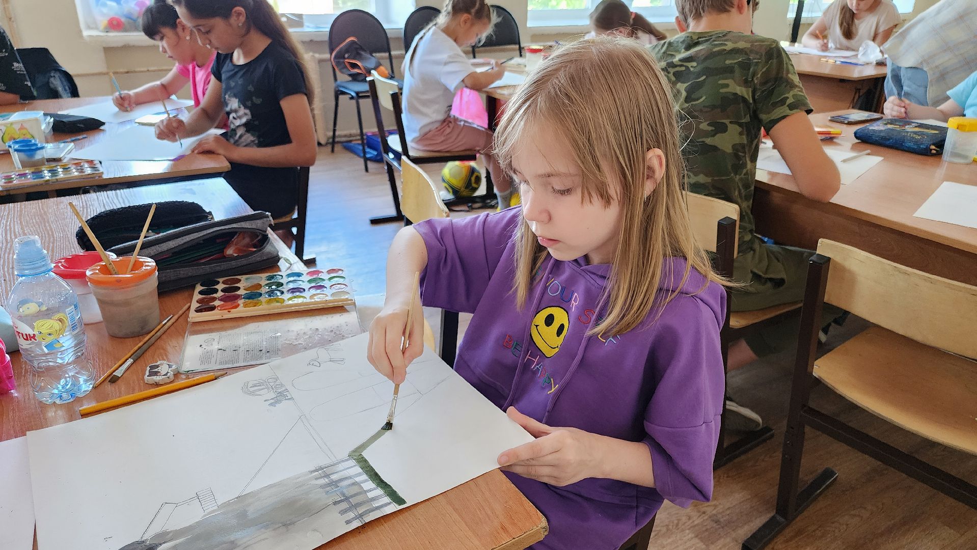 кашира, школа 1, детский лагерь, школьный лагерь, акварельки, рисование, изобразительное искусство, история искусства,