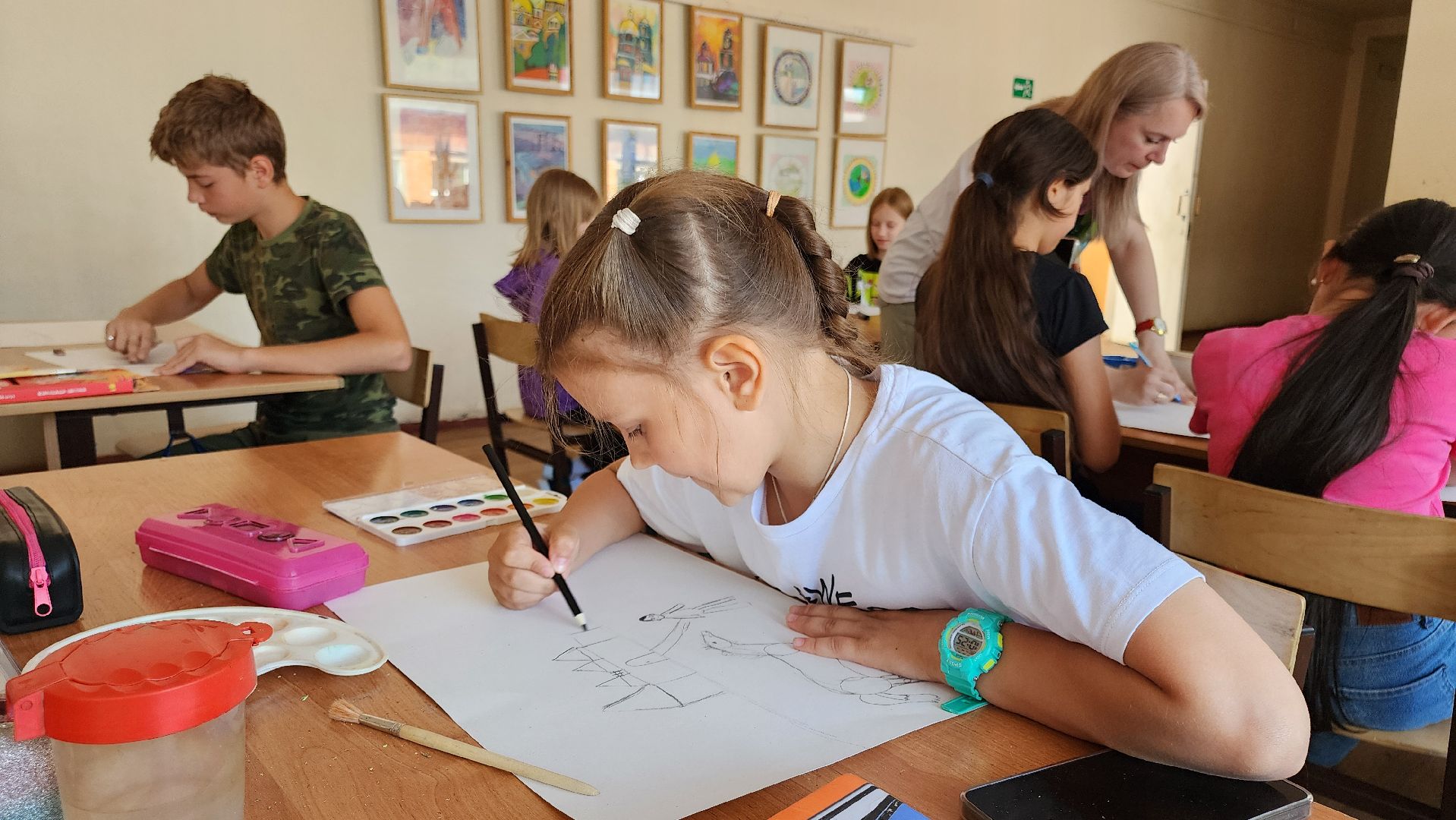 кашира, школа 1, детский лагерь, школьный лагерь, акварельки, рисование, изобразительное искусство, история искусства,