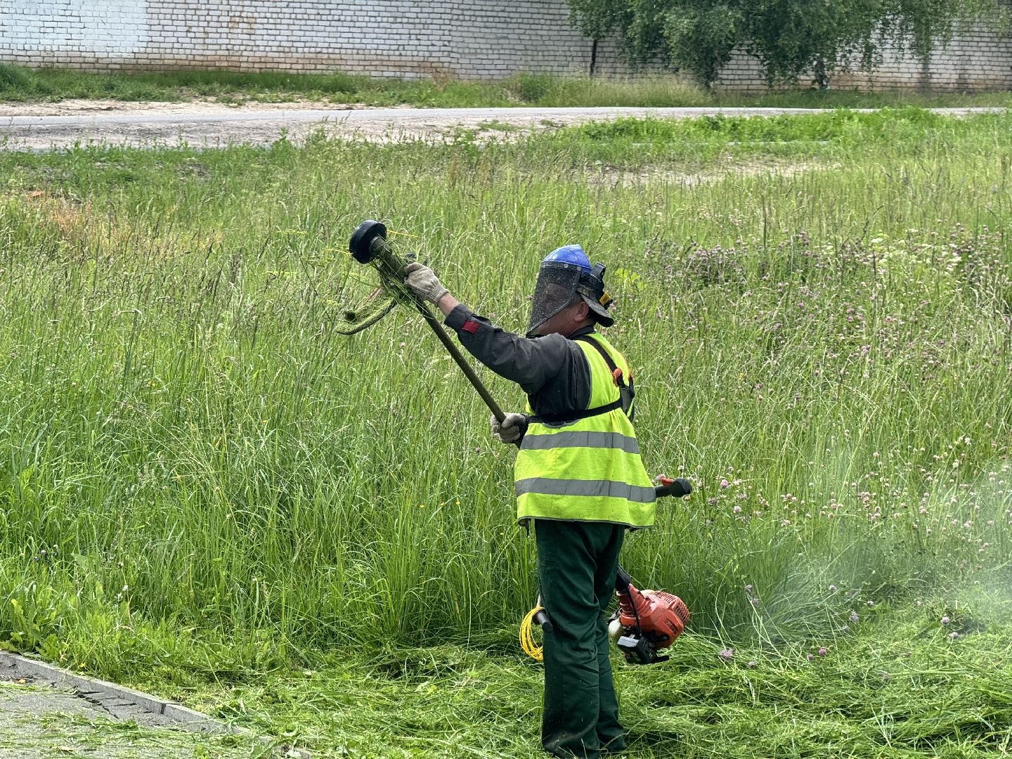 шаховская, трава, покос травы, коммунальная служба,
