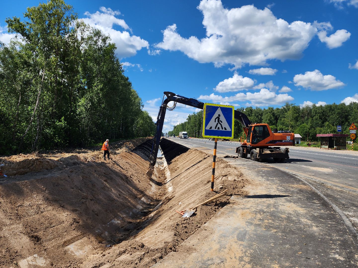 серпухов, трасса А108, строительство дорог, московское большое кольцо, георешетка,