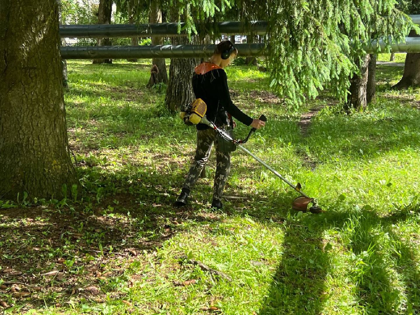 управляющая компания, школьники, работа, благоустровйство, покос травы,