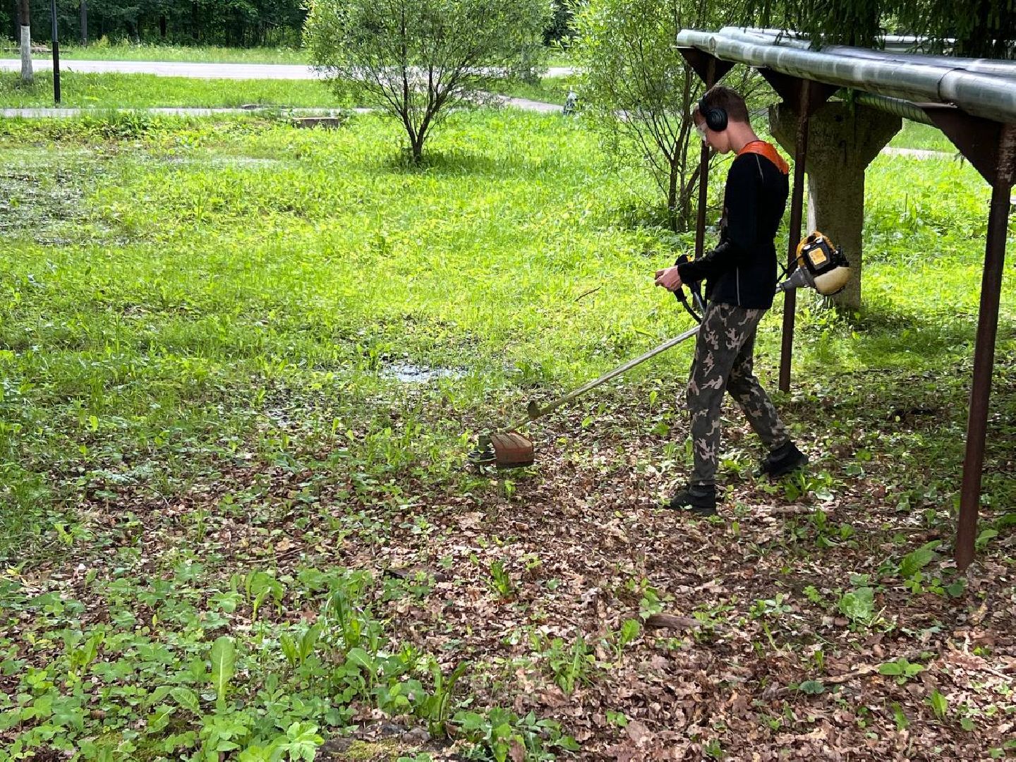 управляющая компания, школьники, работа, благоустровйство, покос травы,