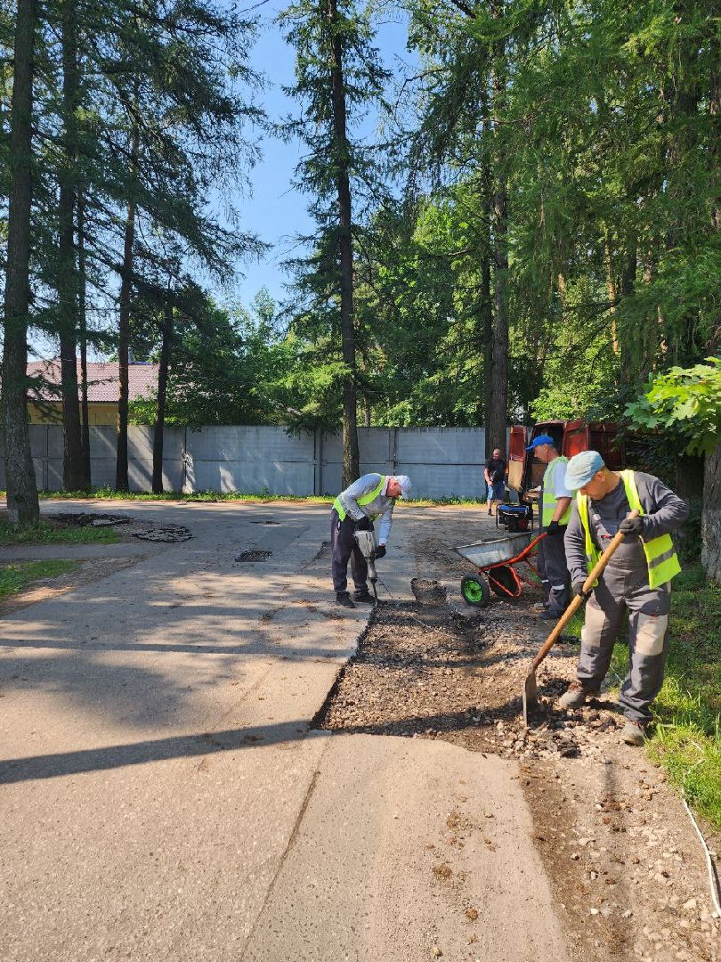 чехов, дорога, ремонт дорог, ямочный ремонт, поселок,