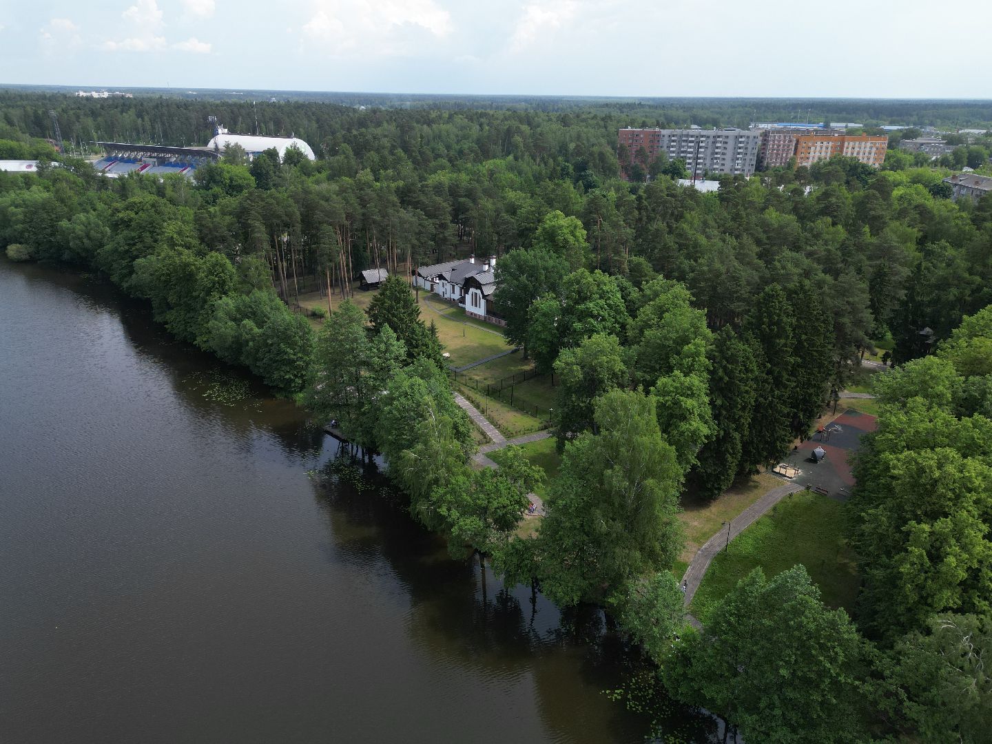 видео с коптера, парк,