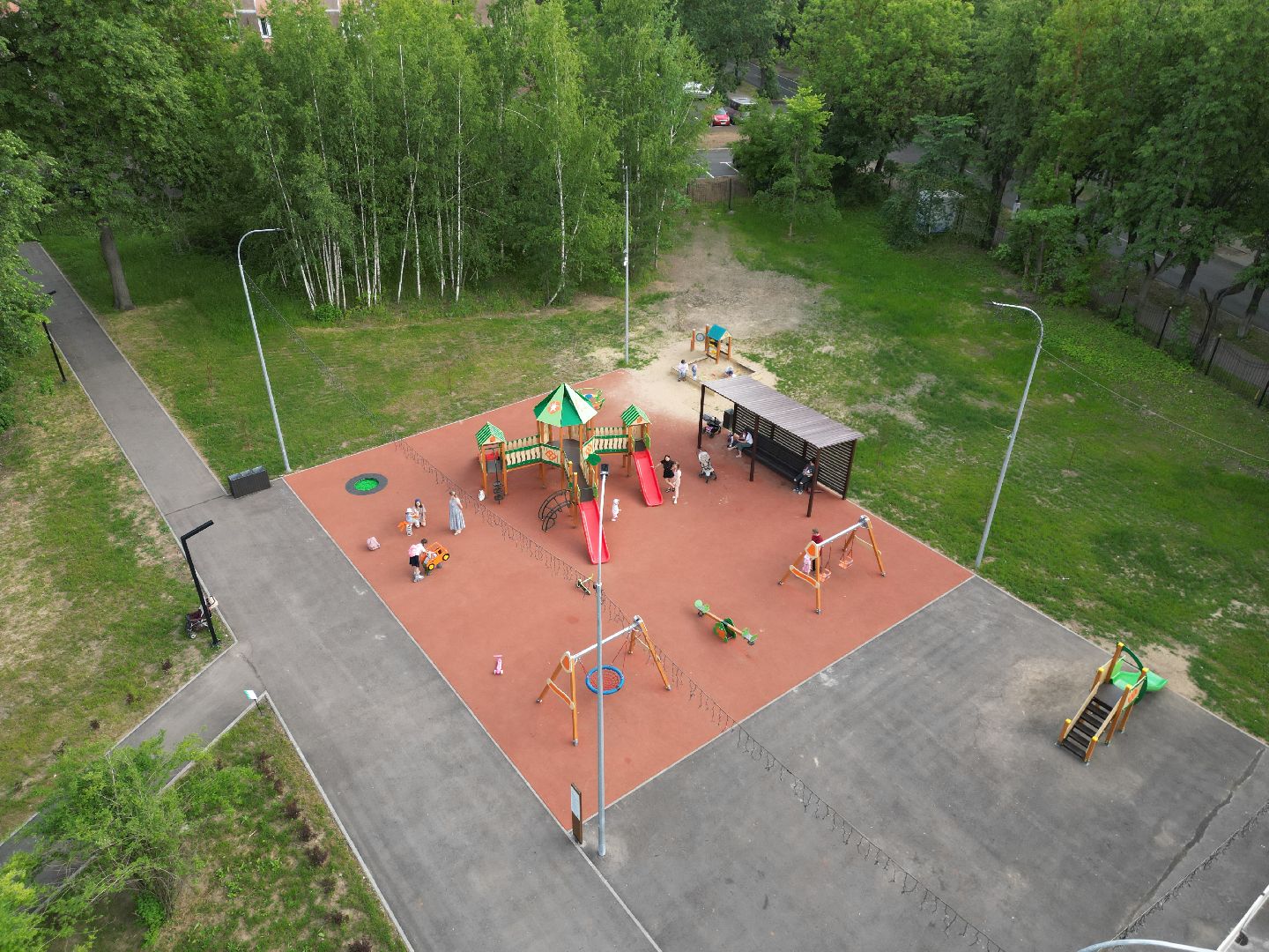 видео с коптера, парк,