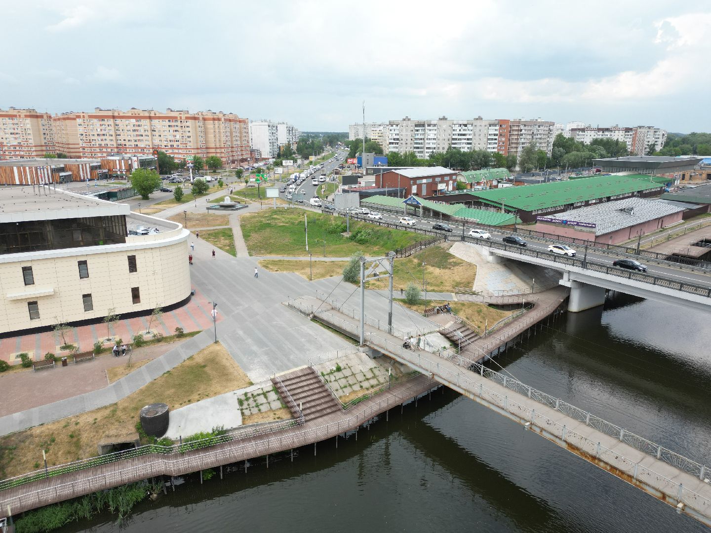 видео с коптера, ногинск, мост,