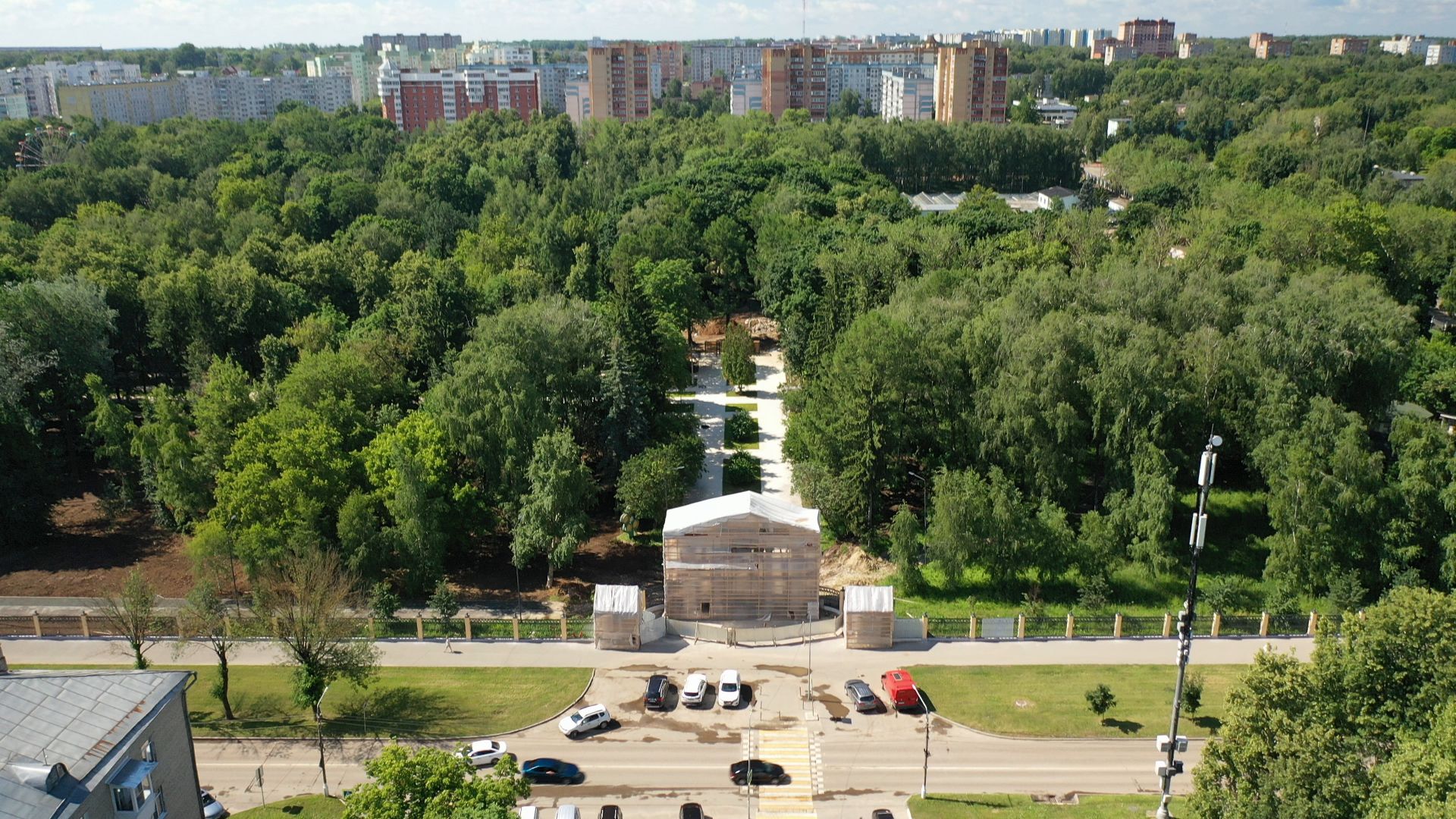 видео с коптера, Коломна, благоустройство, парк,