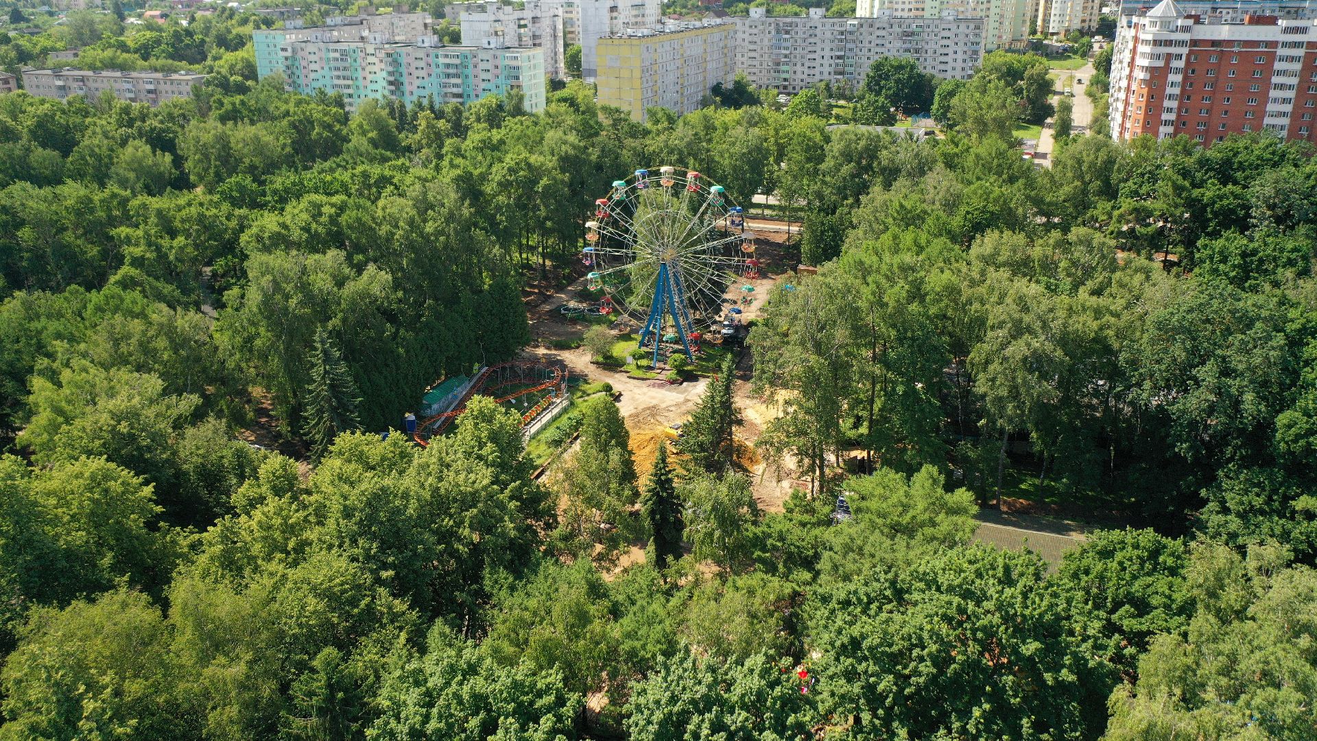 видео с коптера, Коломна, благоустройство, парк,