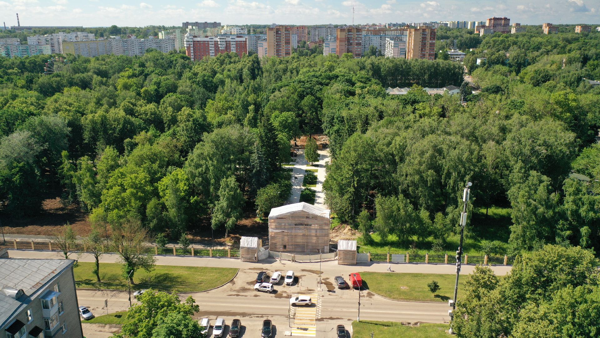 видео с коптера, Коломна, благоустройство, парк,