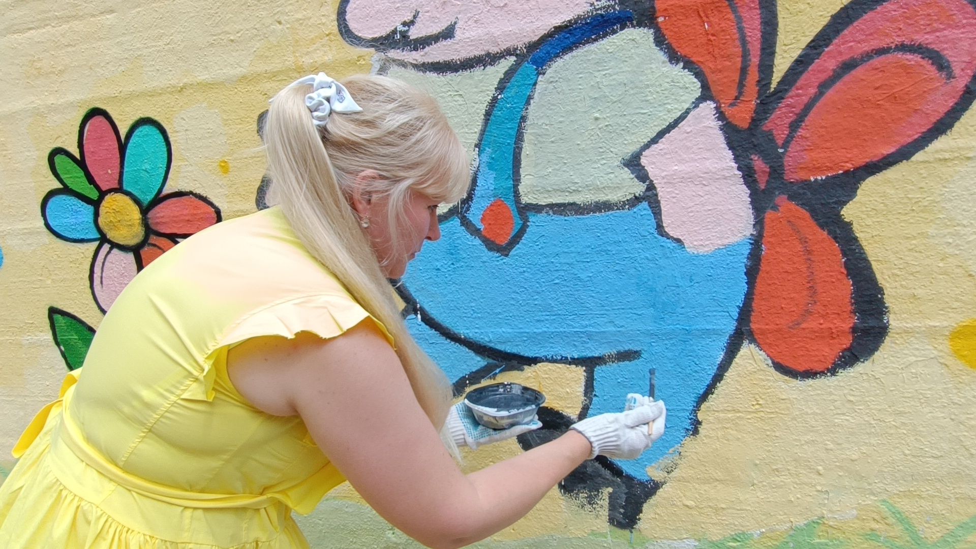 краски, благоустройство, школа, лобня, трудовые бригады,