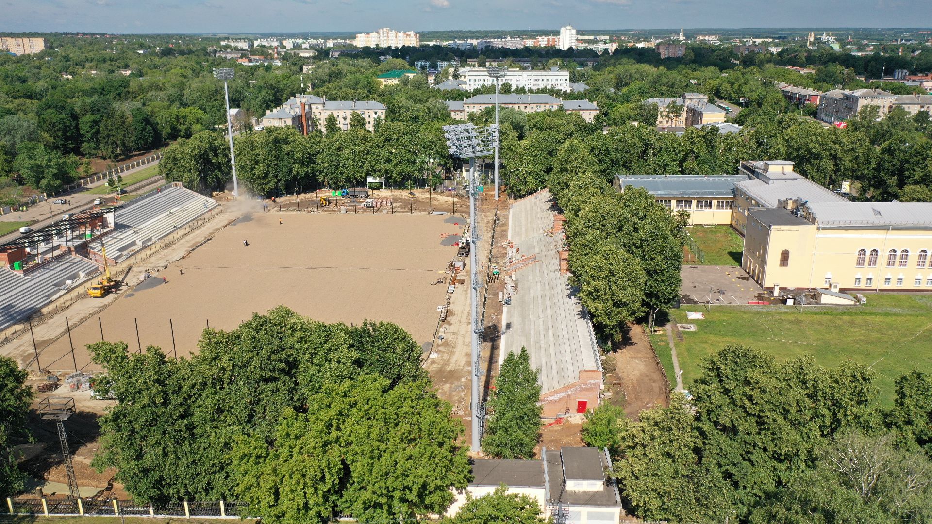 видео с коптера, реконструкция, стадион, коломна,